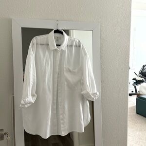 Banana Republic Oversized White Linen Button Down